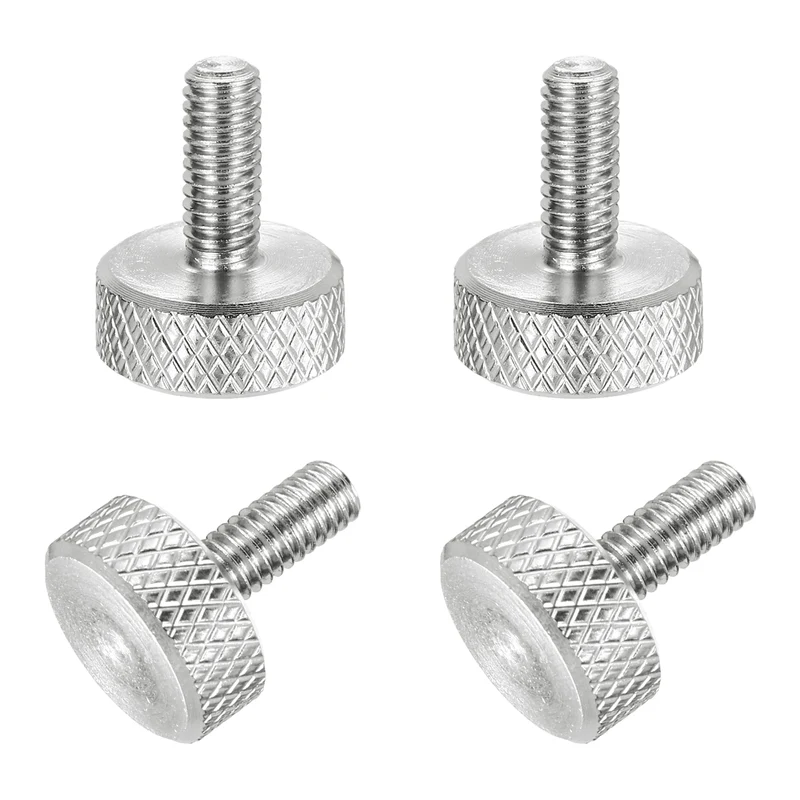 4 Pcs M4x10mm Flat Head Knurled Thumb Screws for Graphics Card, Silver