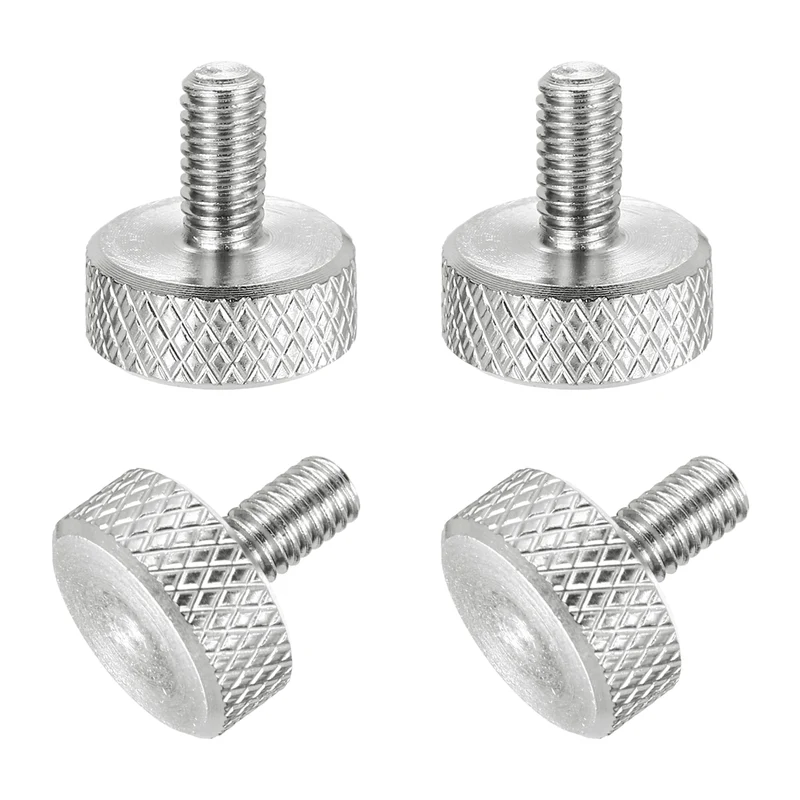 4 Pcs M4x8mm Flat Head Knurled Thumb Screws for Graphics Card, Silver