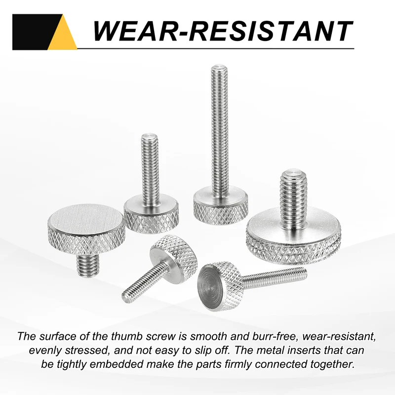 4 Pcs M4x6mm Flat Head Knurled Thumb Screws for Graphics Card, Silver