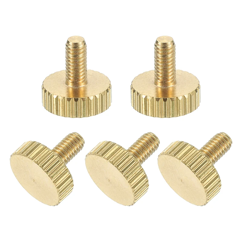 5Pcs Brass Knurled Thumb Screws, M3x5mm Flat Stripe Bolt Knob Fasteners