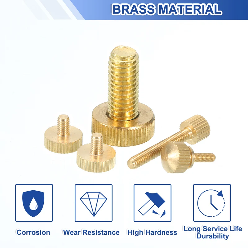 5Pcs Brass Knurled Thumb Screws, M3x5mm Flat Stripe Bolt Knob Fasteners