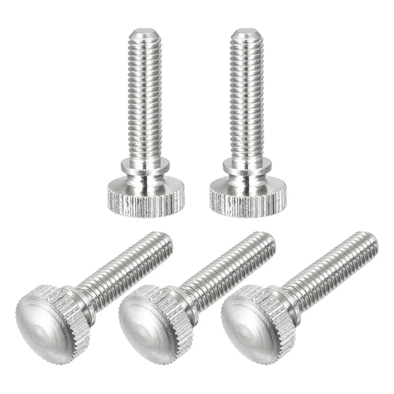 5Pcs Knurled Thumb Screws, M5x20mm Brass Shoulder Bolts Fasteners, Nickel Plated