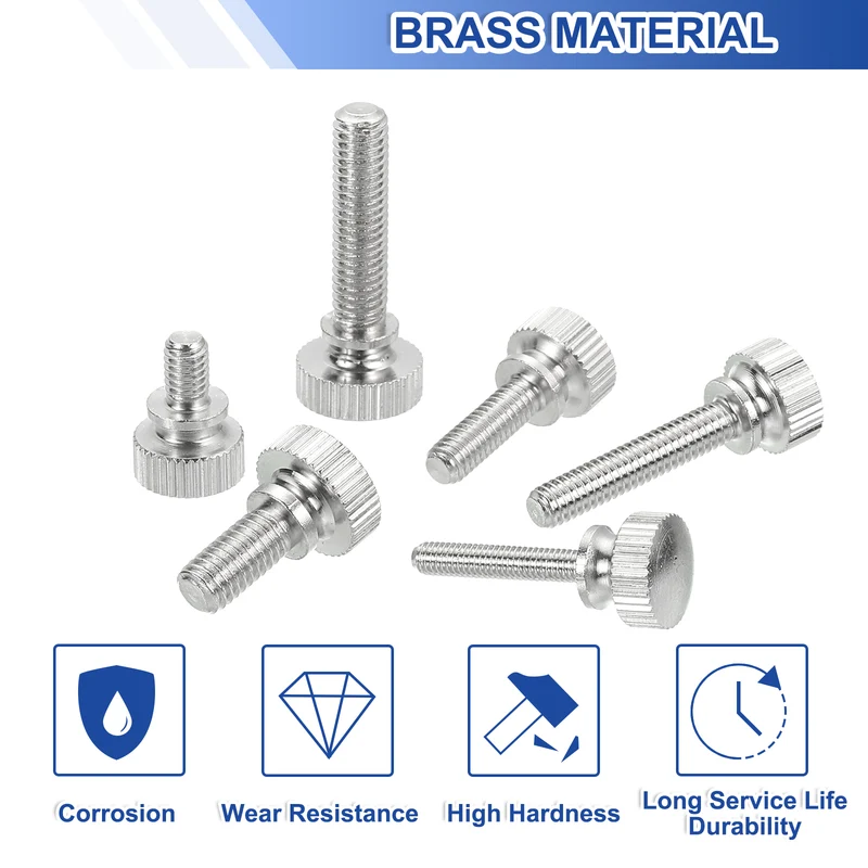 5Pcs Knurled Thumb Screws, M5x20mm Brass Shoulder Bolts Fasteners, Nickel Plated