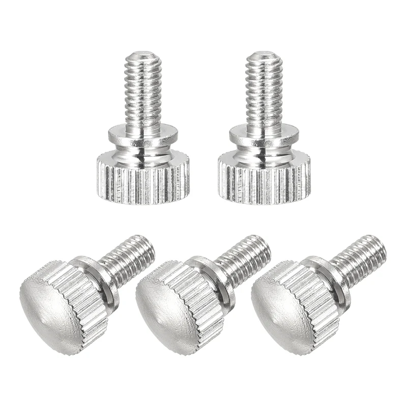 5Pcs Knurled Thumb Screws, M4x8mm Brass Shoulder Bolts Fasteners, Nickel Plated