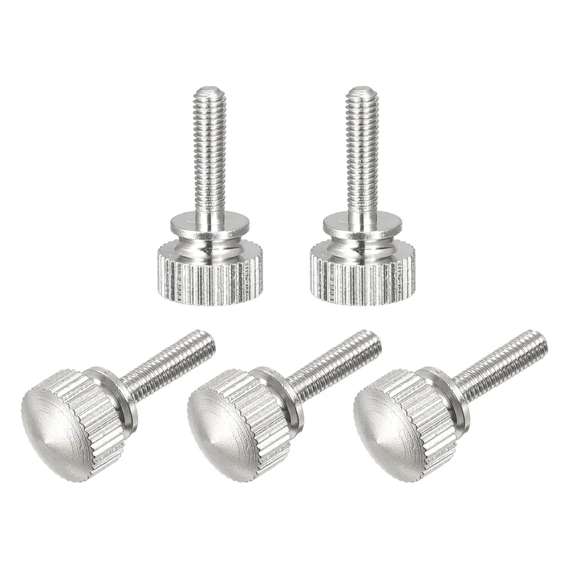 5Pcs Knurled Thumb Screws, M3x12mm Brass Shoulder Bolts Fasteners, Nickel Plated