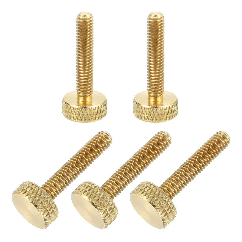 5Pcs Brass Knurled Thumb Screws, M4x20mm Flat Grip Bolt Knobs Fasteners