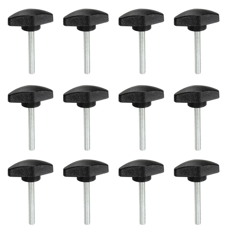12 Pcs M5 x 40mm Tee Thumb Screws, 35mm Width Carbon Steel Tee Wing Knobs Screws