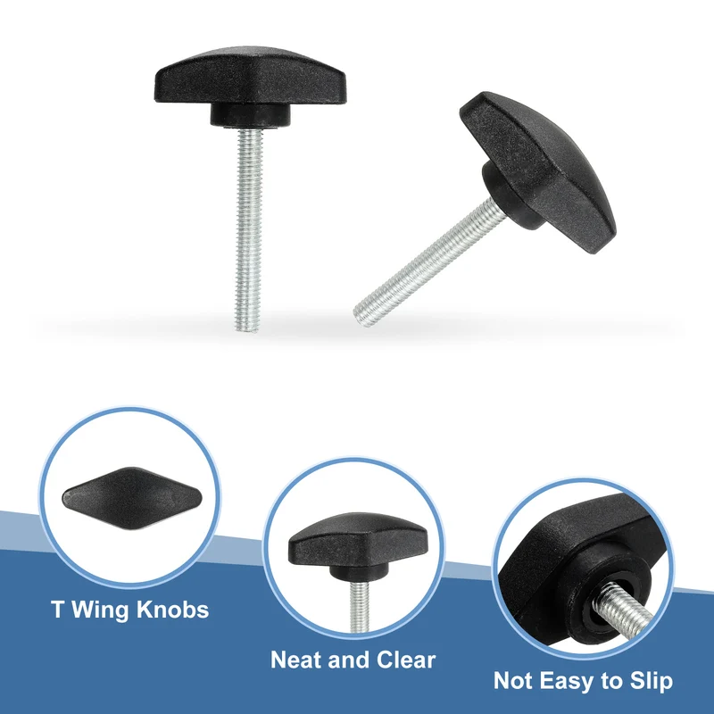 12 Pcs M5 x 40mm Tee Thumb Screws, 35mm Width Carbon Steel Tee Wing Knobs Screws