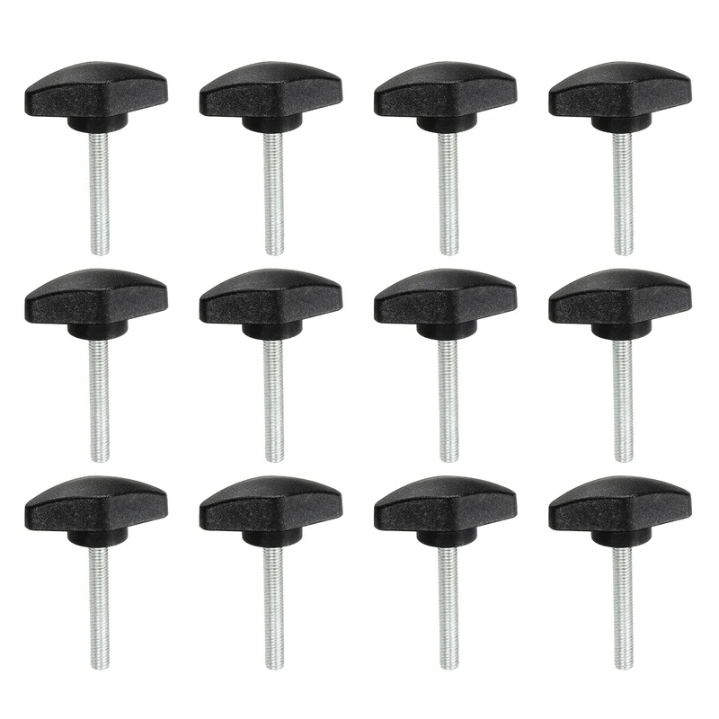 12 Pcs M5 x 35mm Tee Thumb Screws, 35mm Width Carbon Steel Tee Wing Knobs Screws
