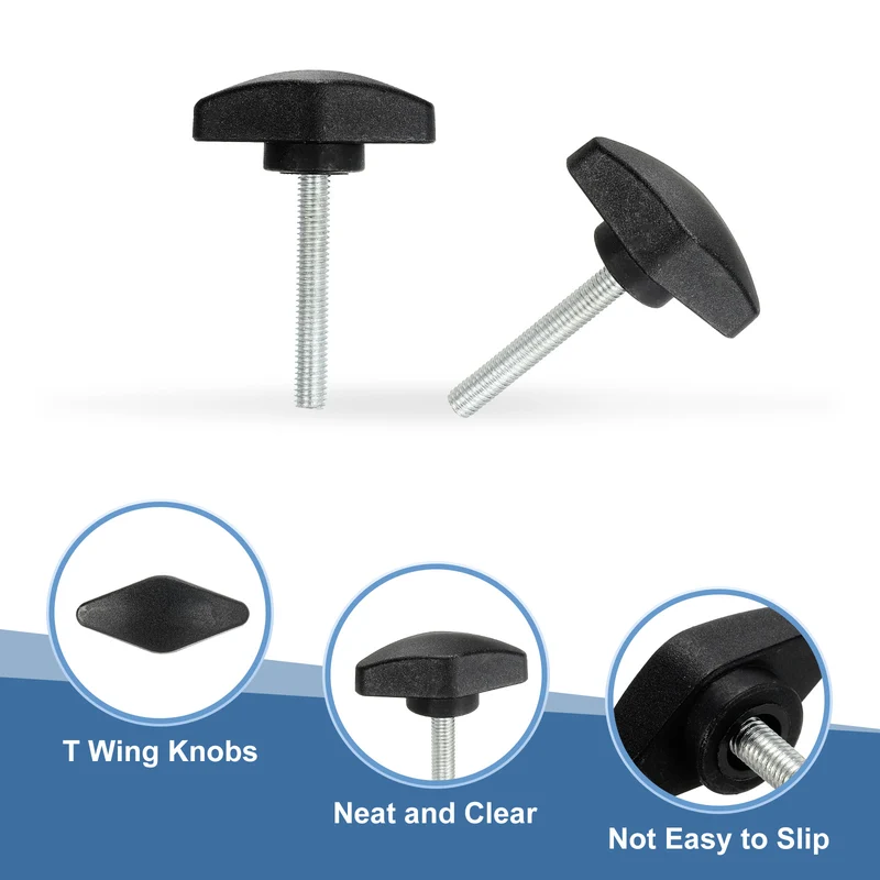 12 Pcs M5 x 35mm Tee Thumb Screws, 35mm Width Carbon Steel Tee Wing Knobs Screws
