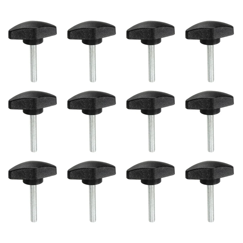 12 Pcs M5 x 30mm Tee Thumb Screws, 35mm Width Carbon Steel Tee Wing Knobs Screws