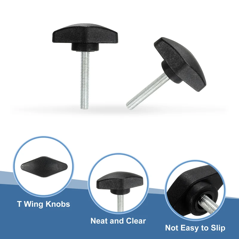 12 Pcs M5 x 30mm Tee Thumb Screws, 35mm Width Carbon Steel Tee Wing Knobs Screws