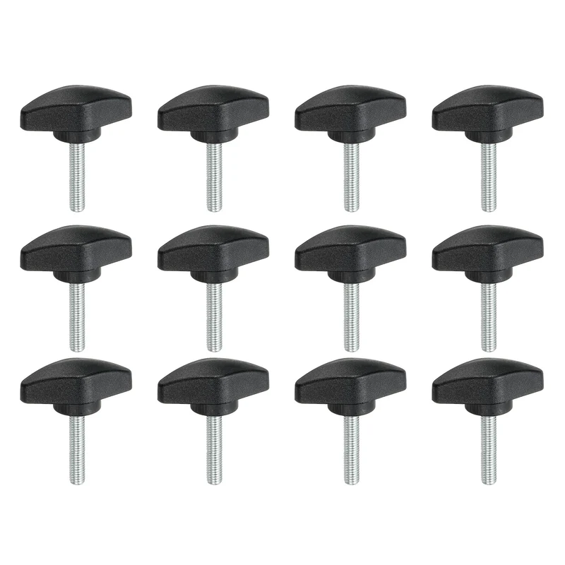 12 Pcs M5 x 25mm Tee Thumb Screws, 35mm Width Carbon Steel Tee Wing Knobs Screws