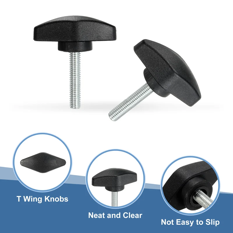 12 Pcs M5 x 25mm Tee Thumb Screws, 35mm Width Carbon Steel Tee Wing Knobs Screws