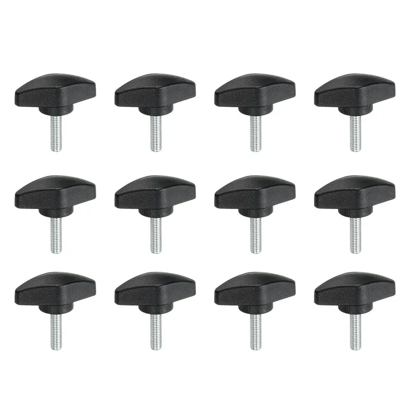 12 Pcs M5 x 20mm Tee Thumb Screws, 35mm Width Carbon Steel Tee Wing Knobs Screws