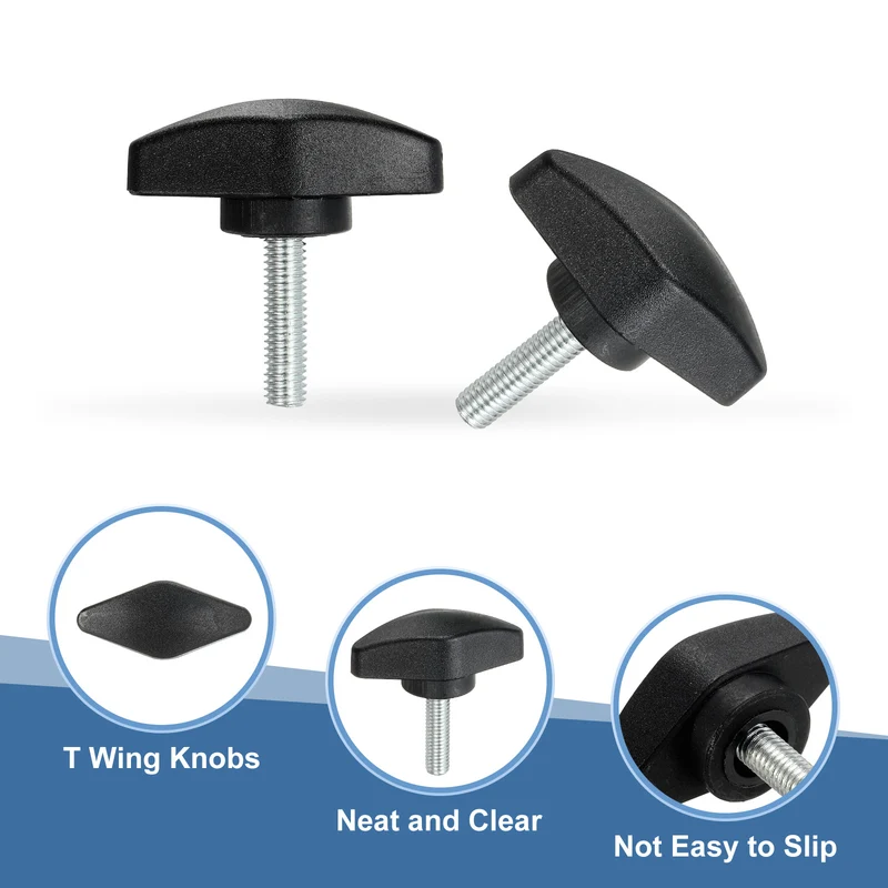 12 Pcs M5 x 20mm Tee Thumb Screws, 35mm Width Carbon Steel Tee Wing Knobs Screws