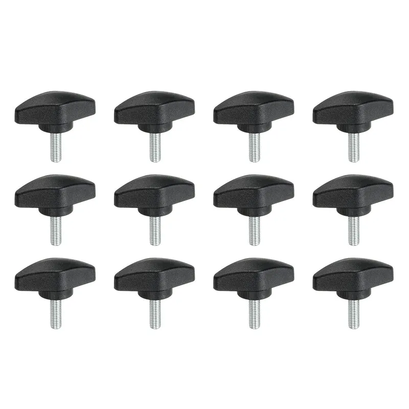 12 Pcs M5 x 16mm Tee Thumb Screws, 35mm Width Carbon Steel Tee Wing Knobs Screws