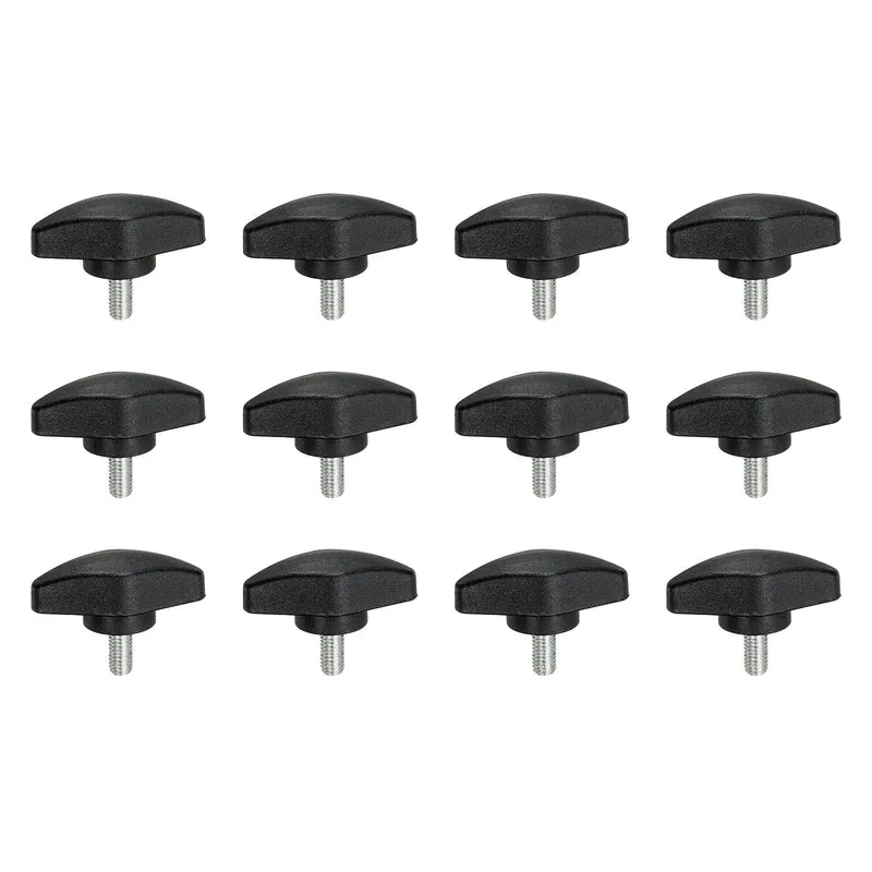 12 Pcs M5 x 12mm Tee Thumb Screws, 35mm Width Carbon Steel Tee Wing Knobs Screws