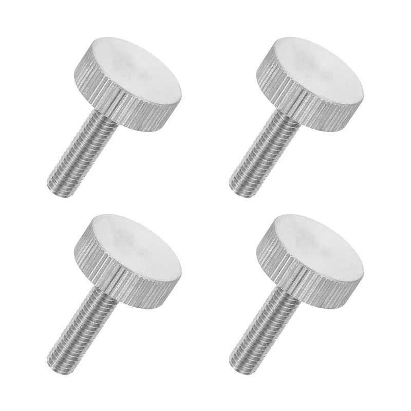 4 PCS M6 x 25mm Flat Knurled Head Thumb Screws for Industry