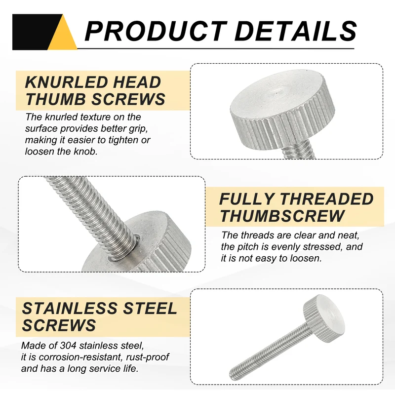 4 PCS M5 x 50mm Flat Knurled Head Thumb Screws for Industry