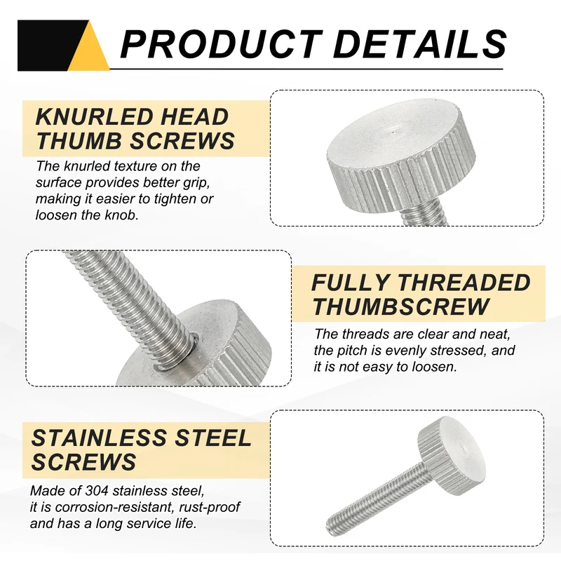 4 PCS M5 x 30mm Flat Knurled Head Thumb Screws for Industry