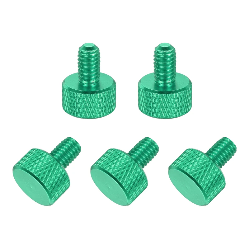 5 Pcs M5x10mm Flat Head Knurled Thumb Screws for Graphics Card, Army Green