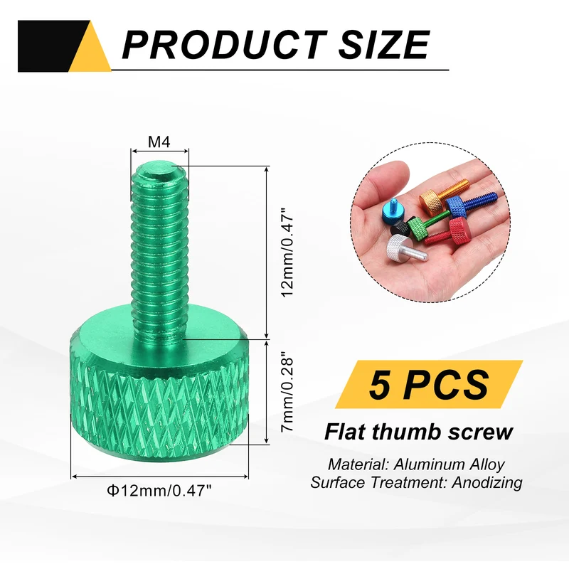 5Pcs M4x12mm Flat Head Knurled Thumb Screws for Graphics Card Army Green