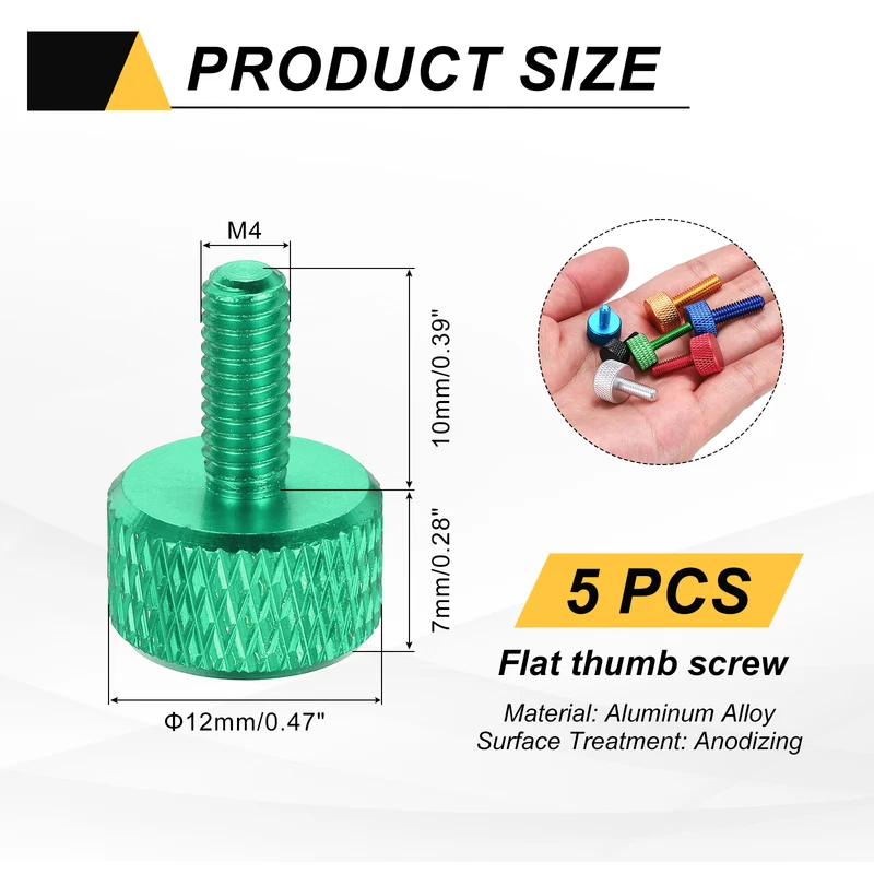 5Pcs M4x10mm Flat Head Knurled Thumb Screws for Graphics Card Army Green