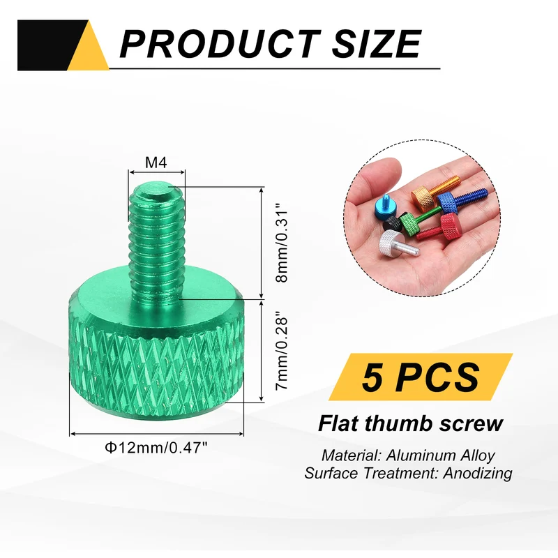 5 Pcs M4x8mm Flat Head Knurled Thumb Screws for Graphics Card, Army Green