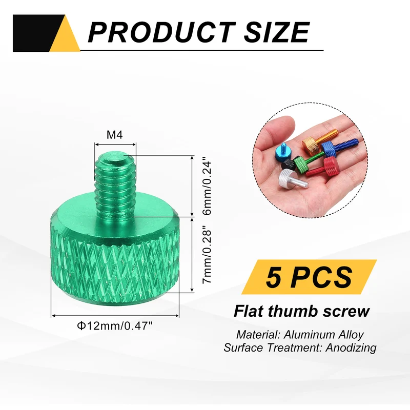 5Pcs M4x6mm Flat Head Knurled Thumb Screws for Graphics Card Army Green