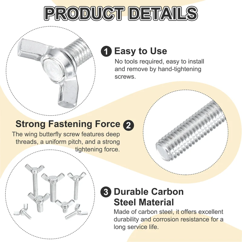 40 Pcs M5x30mm Wing Butterfly Screw Bolts, Carbon Steel Zinc Plated Wing Bolt