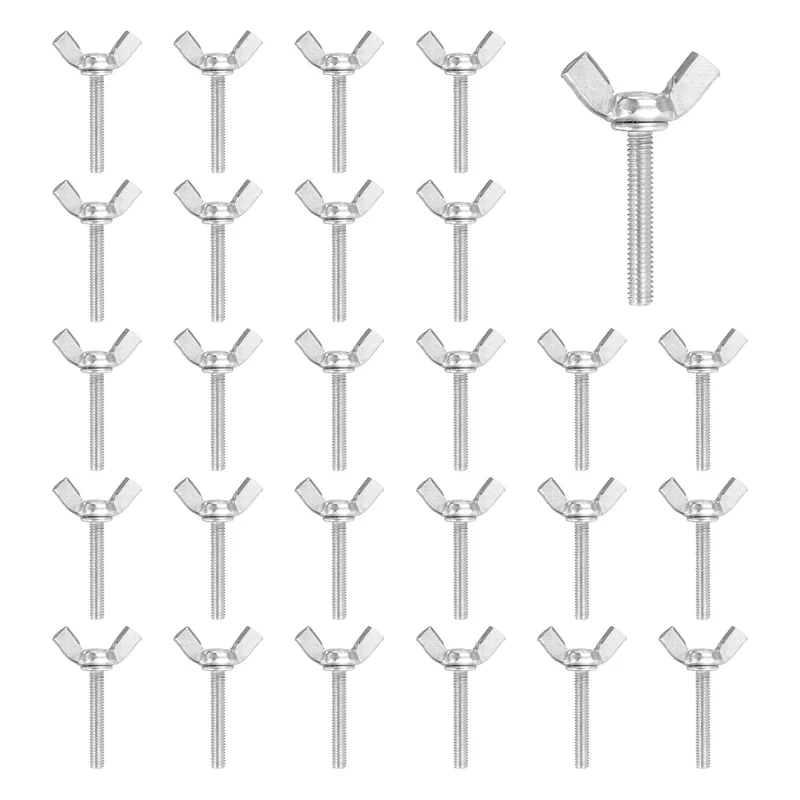 40 Pcs M4x25mm Wing Butterfly Screw Bolts, Carbon Steel Zinc Plated Wing Bolt