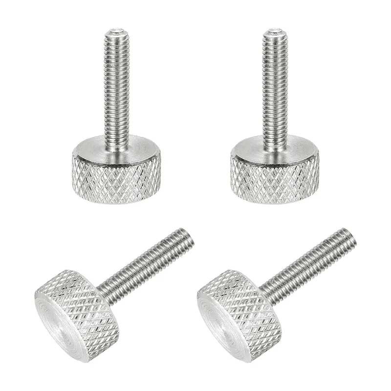 4 Pcs M3x14mm Flat Head Knurled Thumb Screws for Graphics Card, Silver
