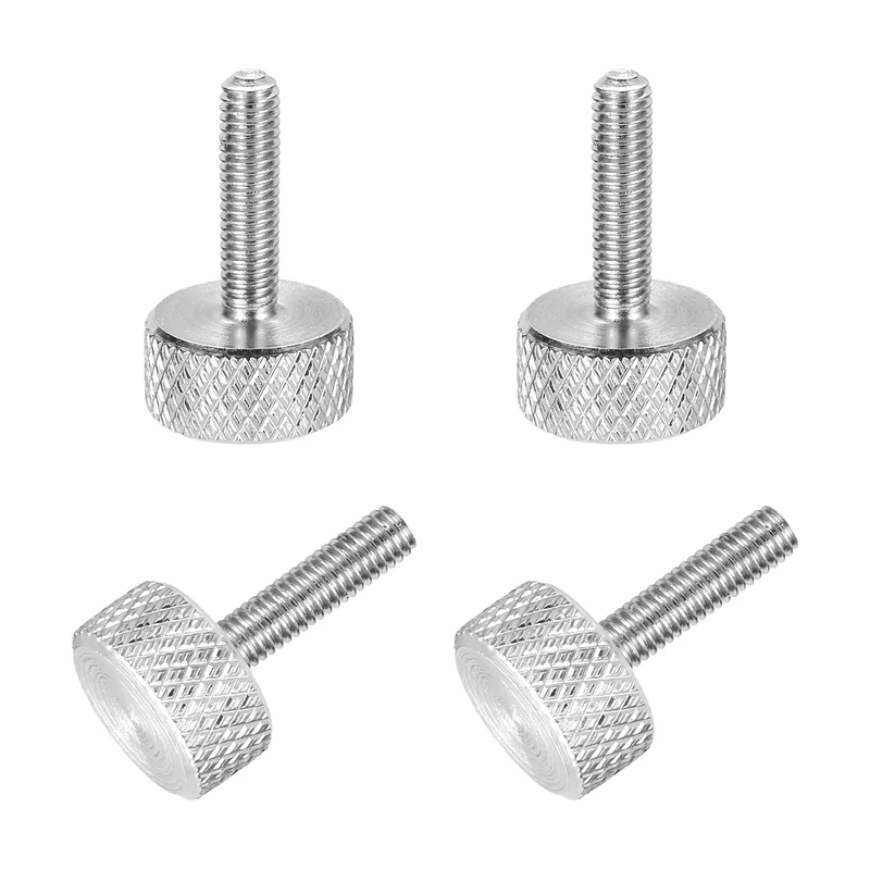 4 Pcs M3x12mm Flat Head Knurled Thumb Screws for Graphics Card, Silver