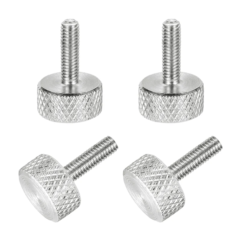 4 Pcs M3x10mm Flat Head Knurled Thumb Screws for Graphics Card, Silver