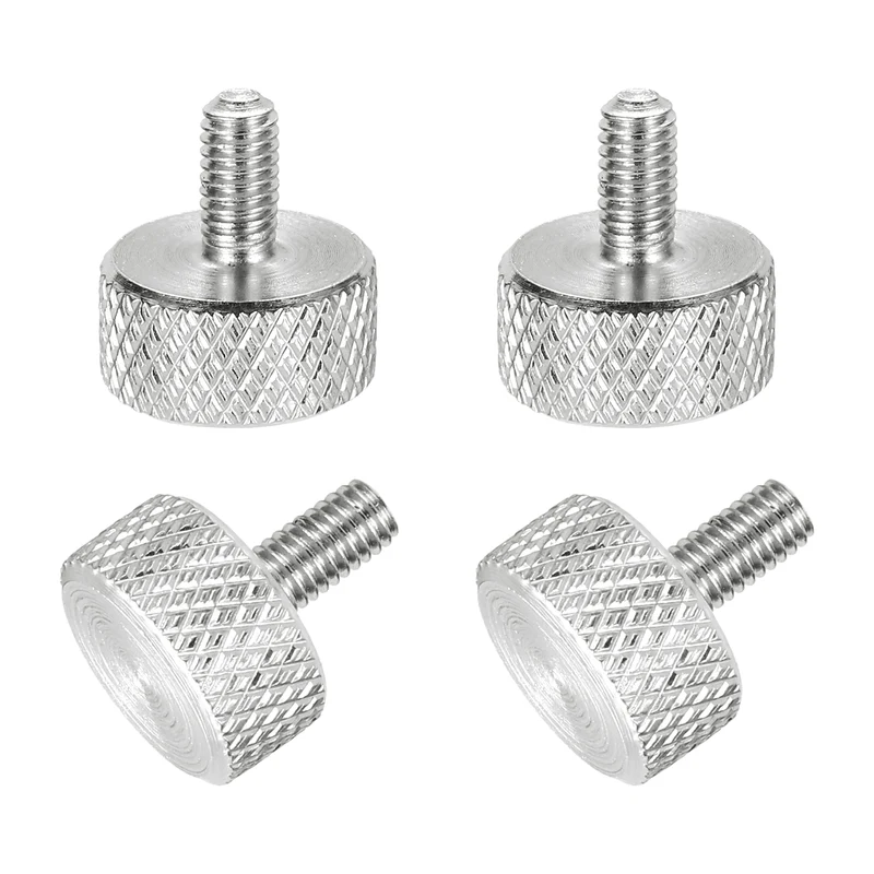 4 Pcs M3x6mm Flat Head Knurled Thumb Screws for Graphics Card, Silver
