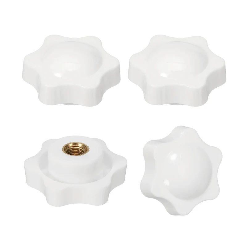 M8 x 38mm Thread Star Knobs, 4 Pcs Knurled Clamping Knob Handle, White