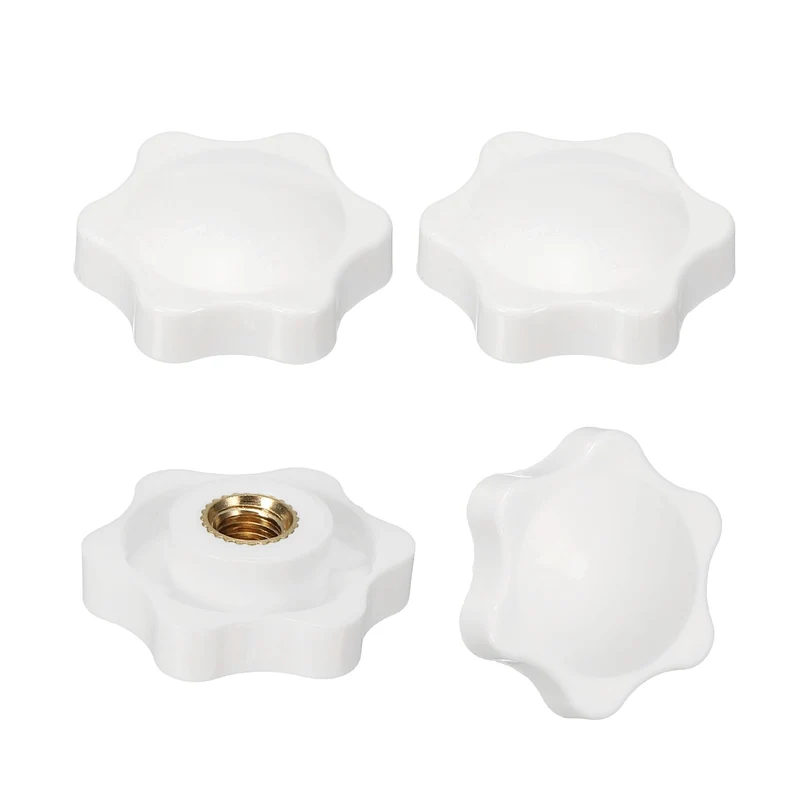 M8 x 32mm Thread Star Knobs, 4 Pcs Knurled Clamping Knob Handle, White