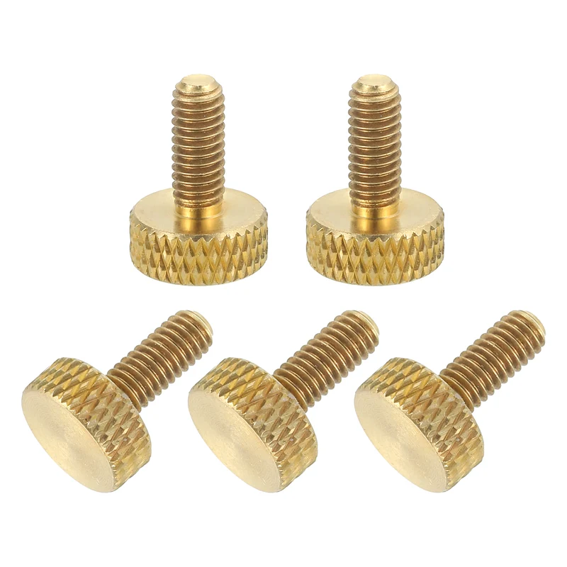 5Pcs Brass Knurled Thumb Screws M4x10mm Flat Grip Bolt Knobs Fasteners