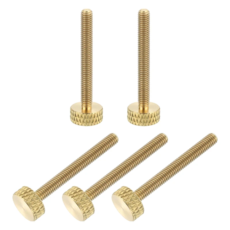 5Pcs Brass Knurled Thumb Screws M3x25mm Flat Grip Bolt Knobs Fasteners