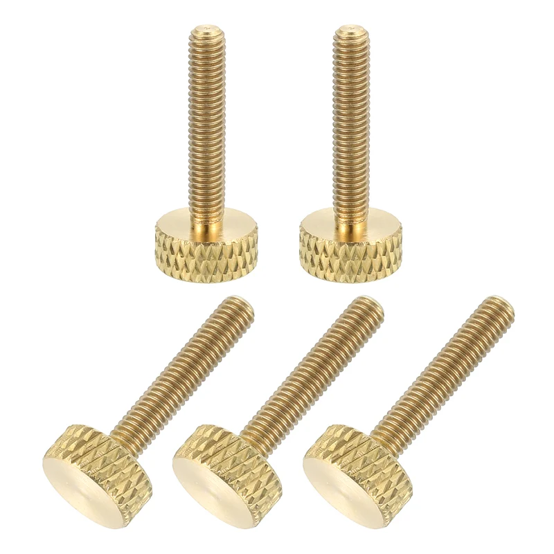 5Pcs Brass Knurled Thumb Screws, M3x16mm Flat Grip Bolt Knobs Fasteners