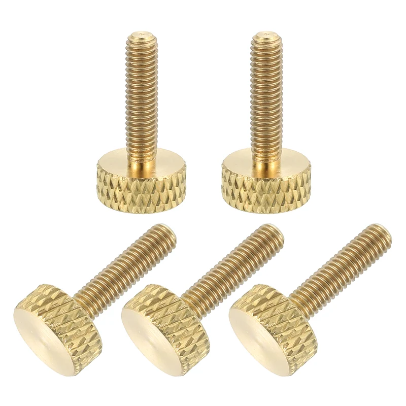 5Pcs Brass Knurled Thumb Screws M3x12mm Flat Grip Bolt Knobs Fasteners