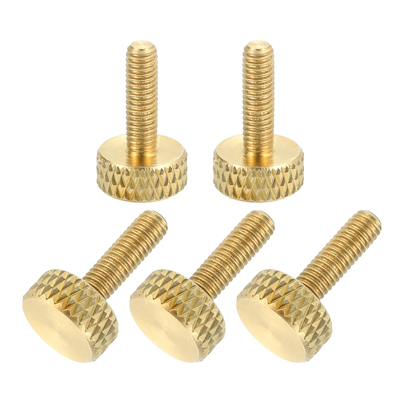 5Pcs Brass Knurled Thumb Screws, M3x10mm Flat Grip Bolt Knobs Fasteners