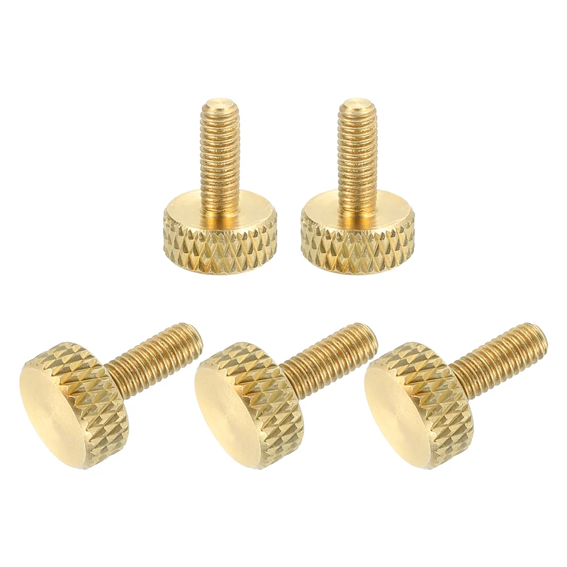 5Pcs Brass Knurled Thumb Screws M3x8mm Flat Grip Bolt Knobs Fasteners