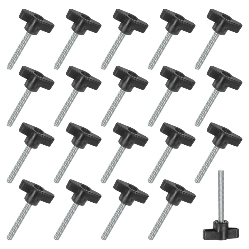 20-Pack Thumb Screws, M6x50mm Tee Wing Knobs, Carbon Steel T Handles Knob