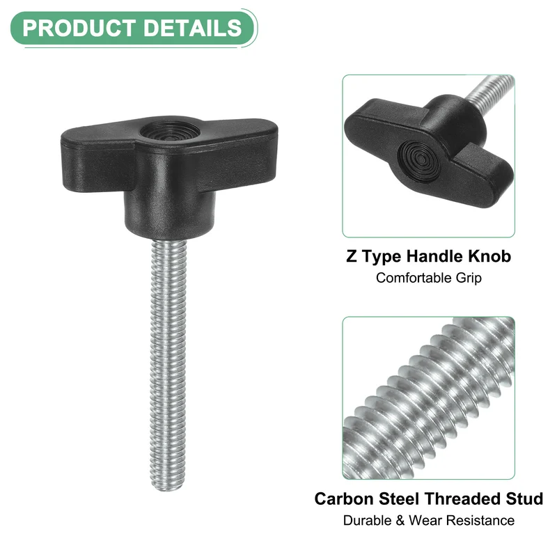 20-Pack Thumb Screws, M6x50mm Tee Wing Knobs, Carbon Steel T Handles Knob