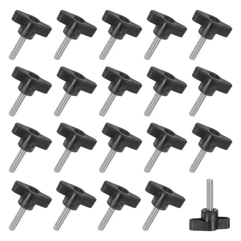 20-Pack Thumb Screws, M6x20mm Tee Wing Knobs, Carbon Steel T Handles Knob