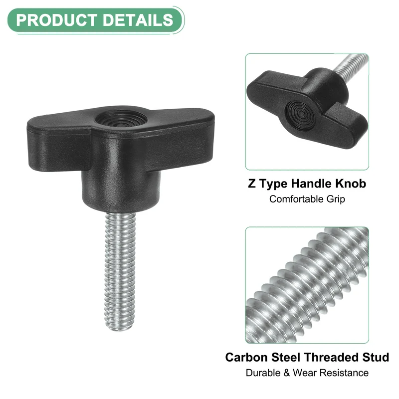20-Pack Thumb Screws, M6x20mm Tee Wing Knobs, Carbon Steel T Handles Knob