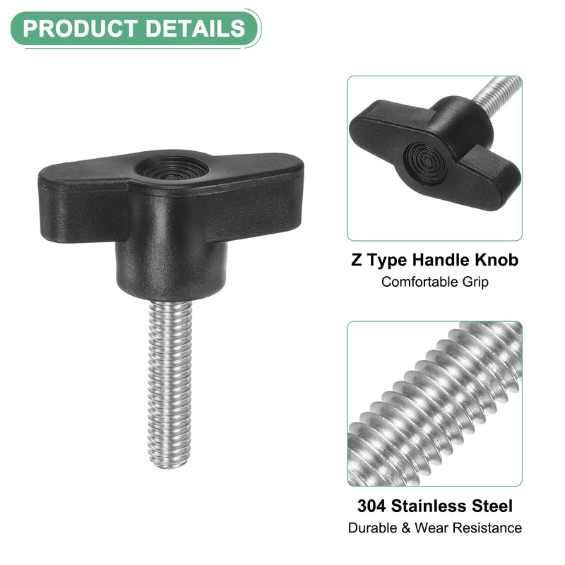 12-Pack Thumb Screws, M6x20mm Tee Wing Knobs, 304 Stainless Steel T Handles Knob