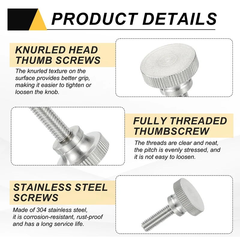 4PCS M6 x 20mm Flat Knurled Head Thumb Screws for Household Appliances